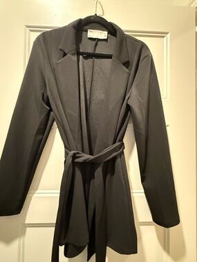 ASOS Black Belted Open-Front Blazer Jacket